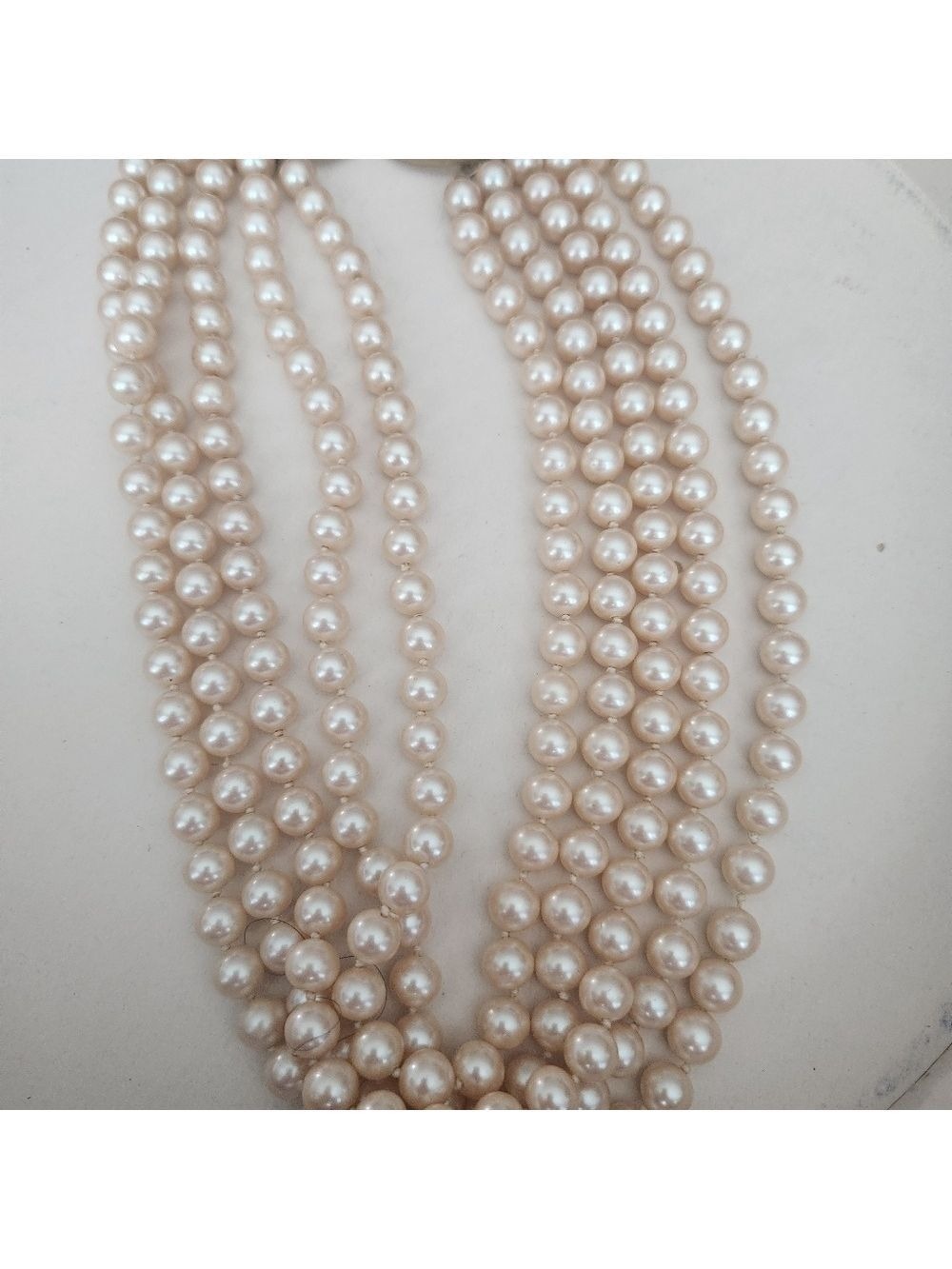 VTG  DONALD STANNARD Gold tone Faux Pearl Multi Strand Beaded Necklace 16" - Picture 5 of 8